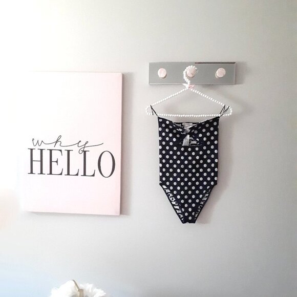 NWOT Zara black & white polka dot print ribbed bodysuit w/ ring accent & cut out - Picture 9 of 12